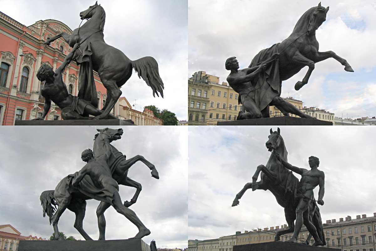 The sculptures of the bridge Anichkov