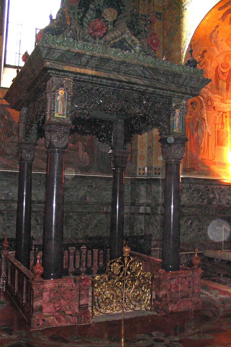 The Cathedral of the Resurrection. The shade over the place of the Emperor Alexander II's killing