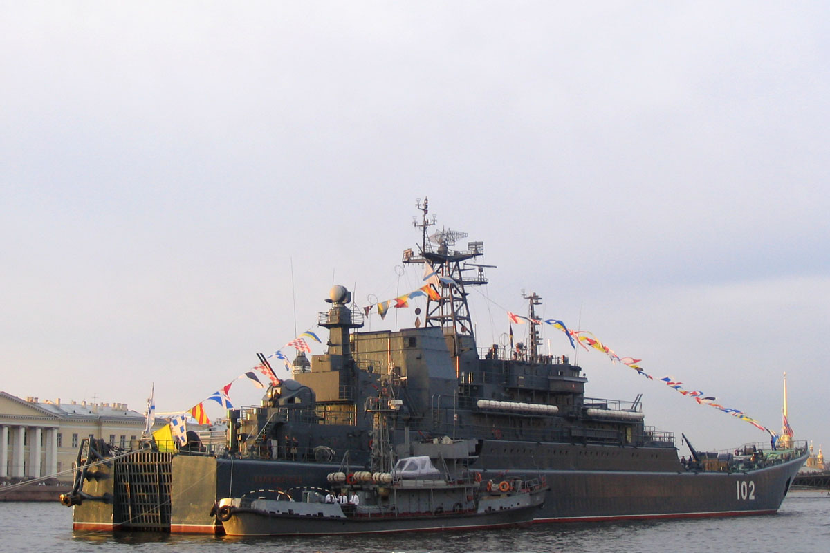 A parade of ships on the Navy Day